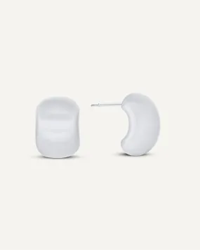 Matte Arc Semi Hoop Earrings in Silver