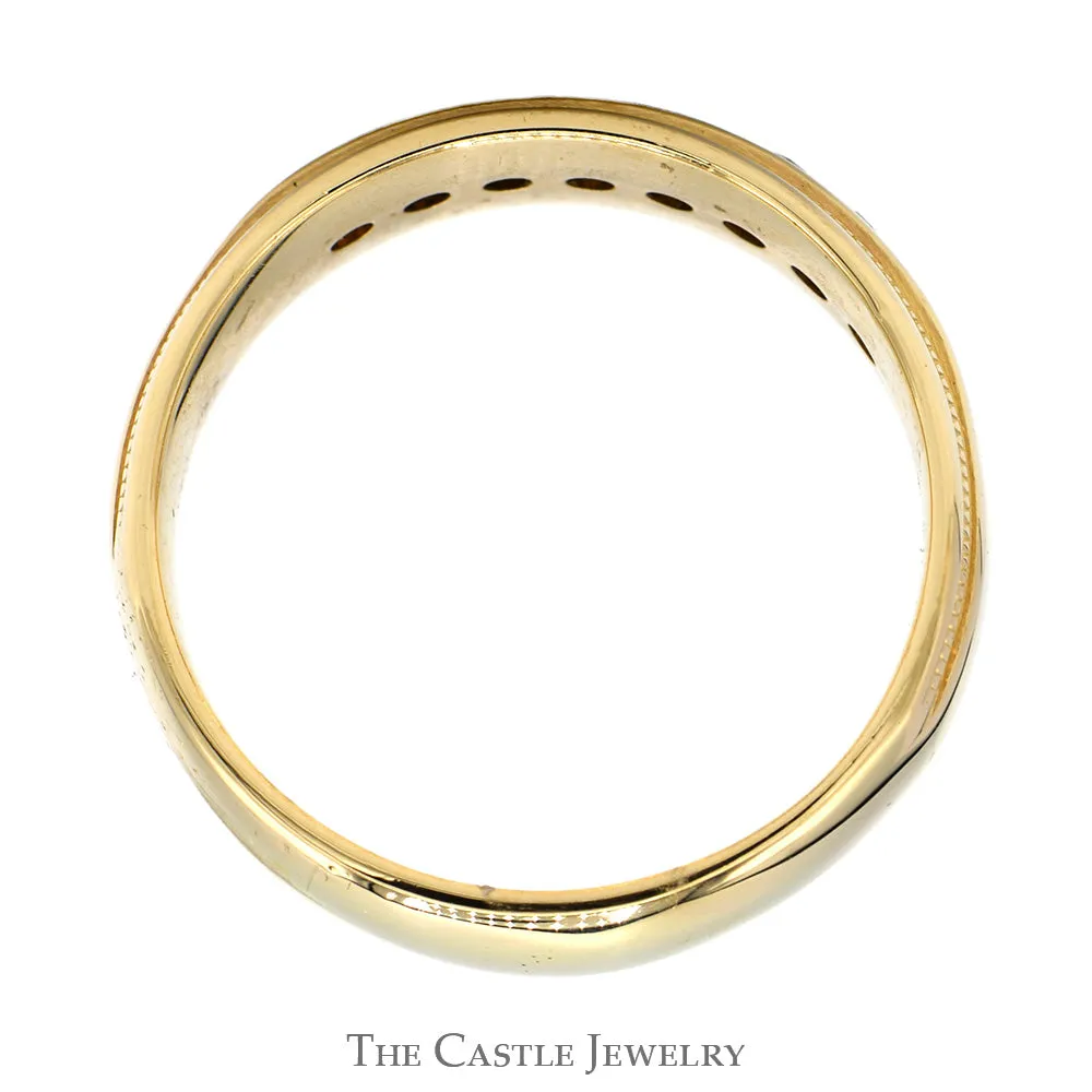 Men's 8 Round Channel Set Diamond Wedding Band in 14k Yellow Gold