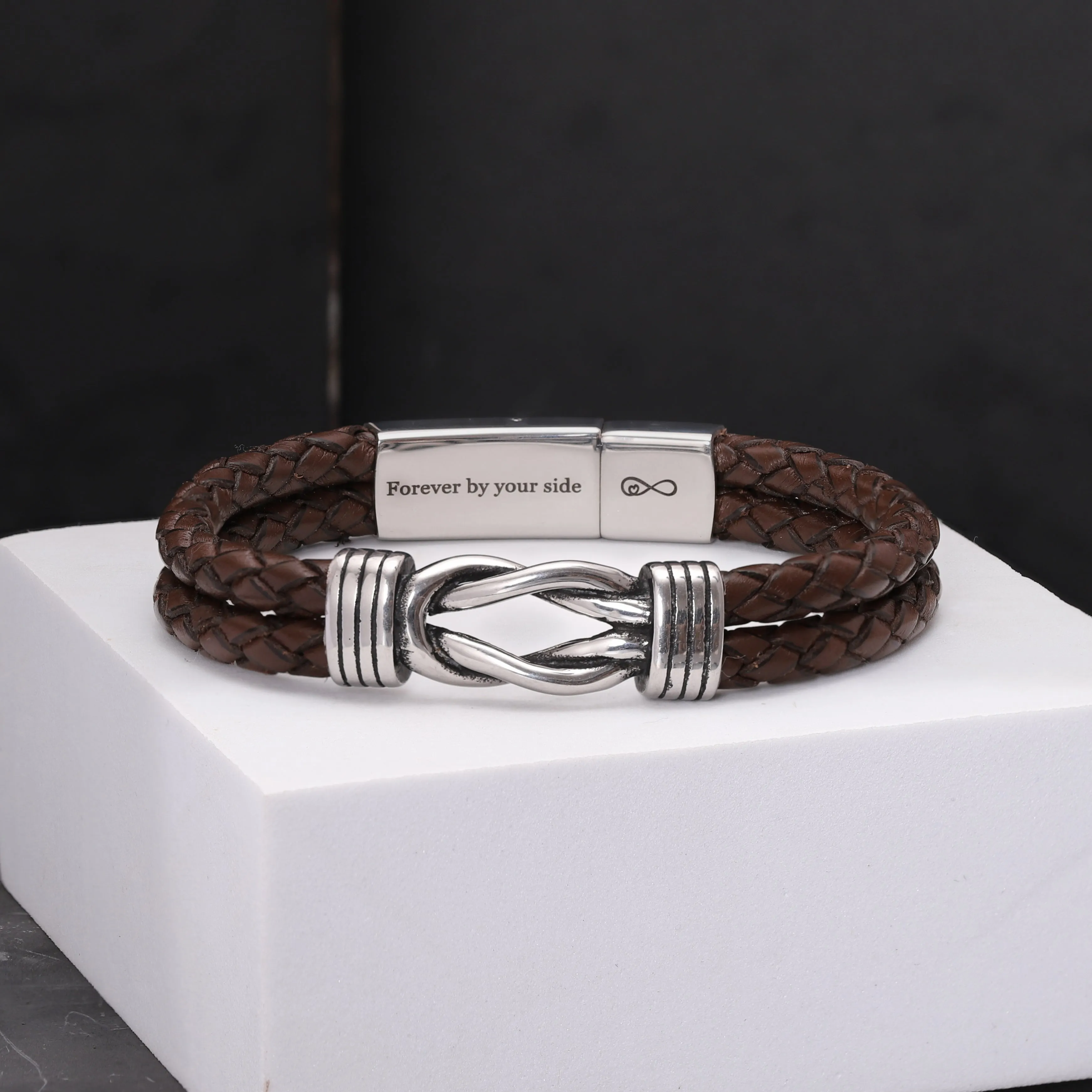 Men's Infinity Knot Brown Leather Bracelet