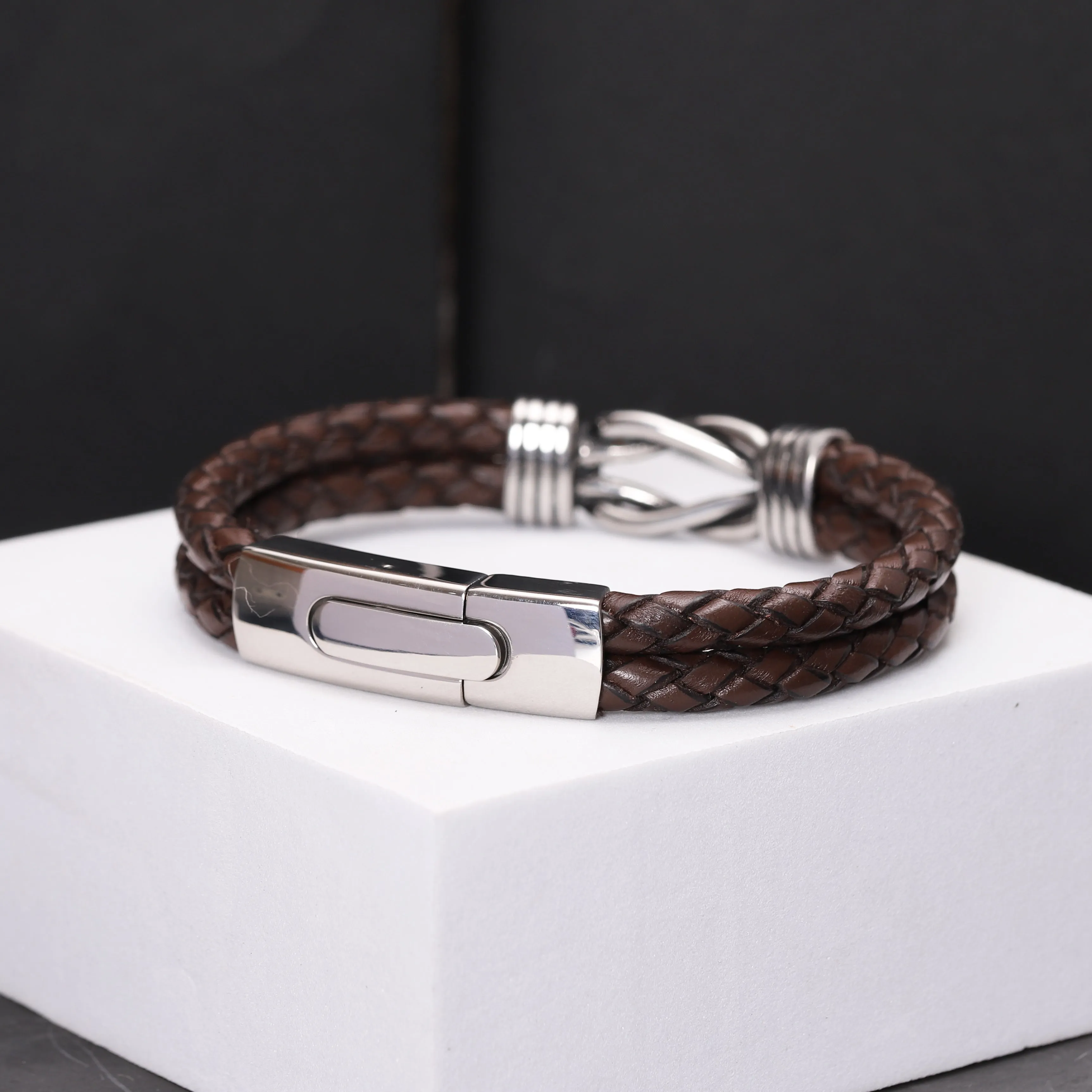 Men's Infinity Knot Brown Leather Bracelet