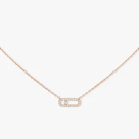 Messika Rose Gold Diamond Necklace - MOVE UNO PAVÉ