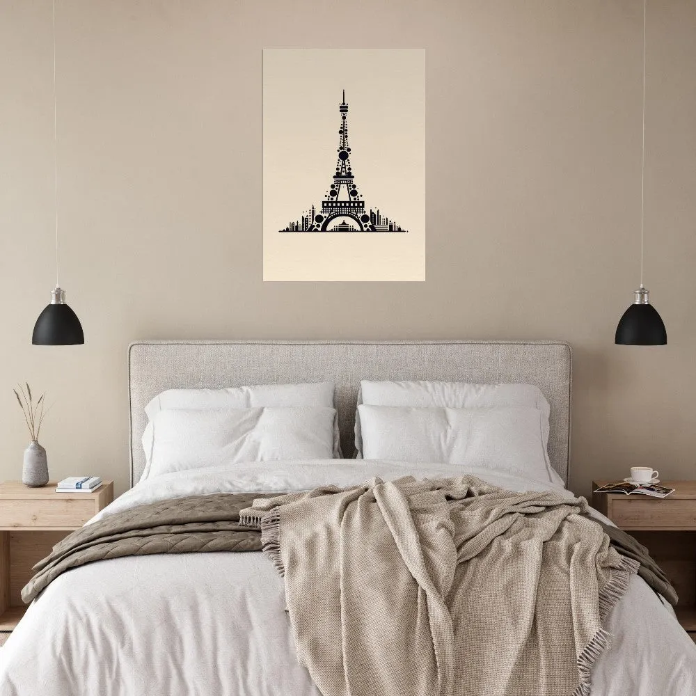 Minimalist Eiffel Tower Canvas Print, Landmark Art
