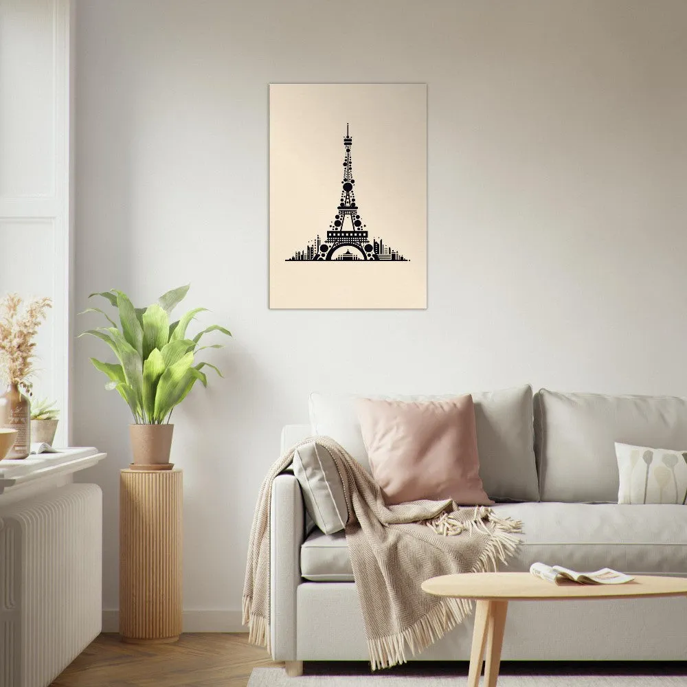 Minimalist Eiffel Tower Canvas Print, Landmark Art