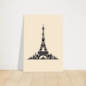 Minimalist Eiffel Tower Canvas Print, Landmark Art