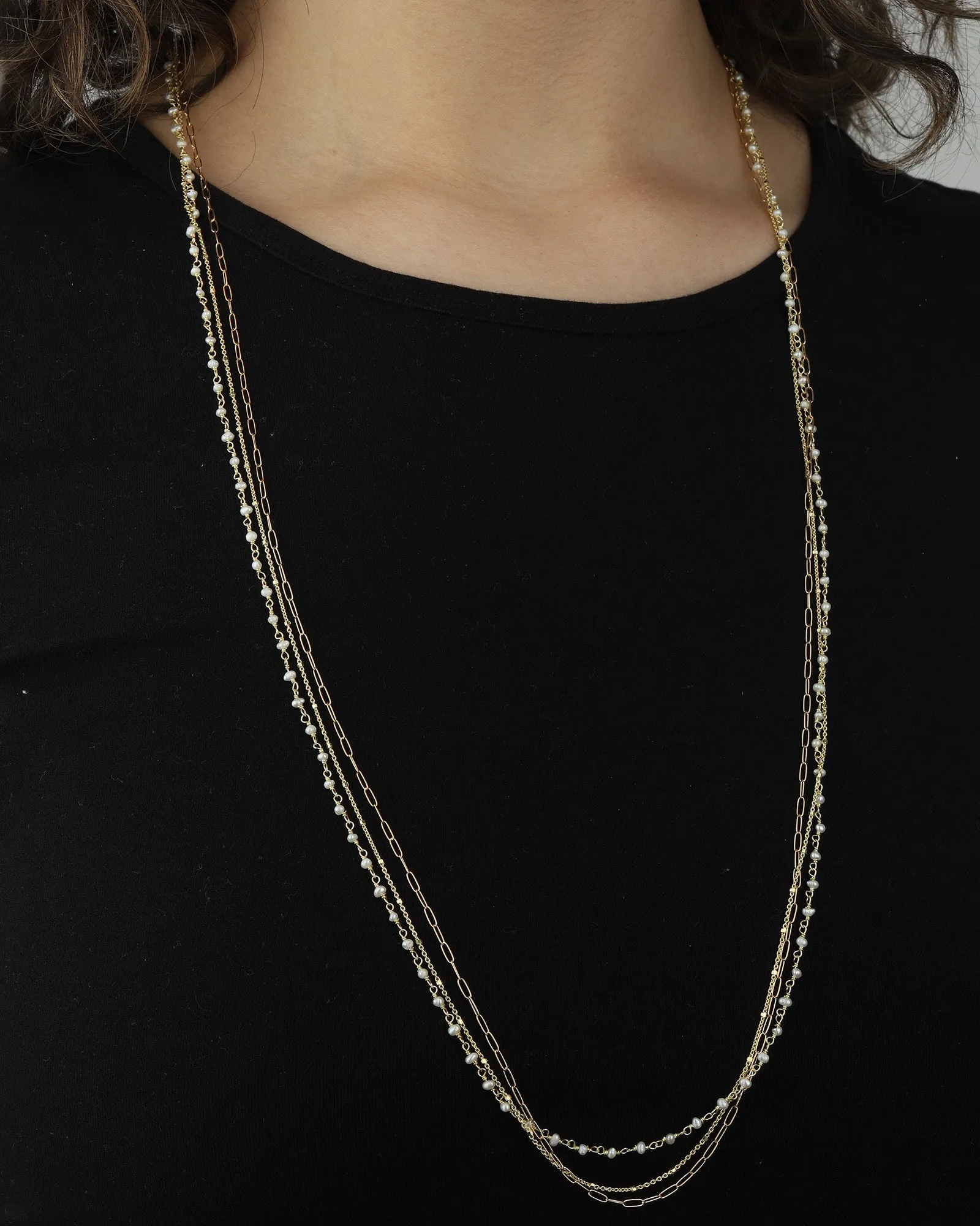 Mix Chain Pearl Necklace