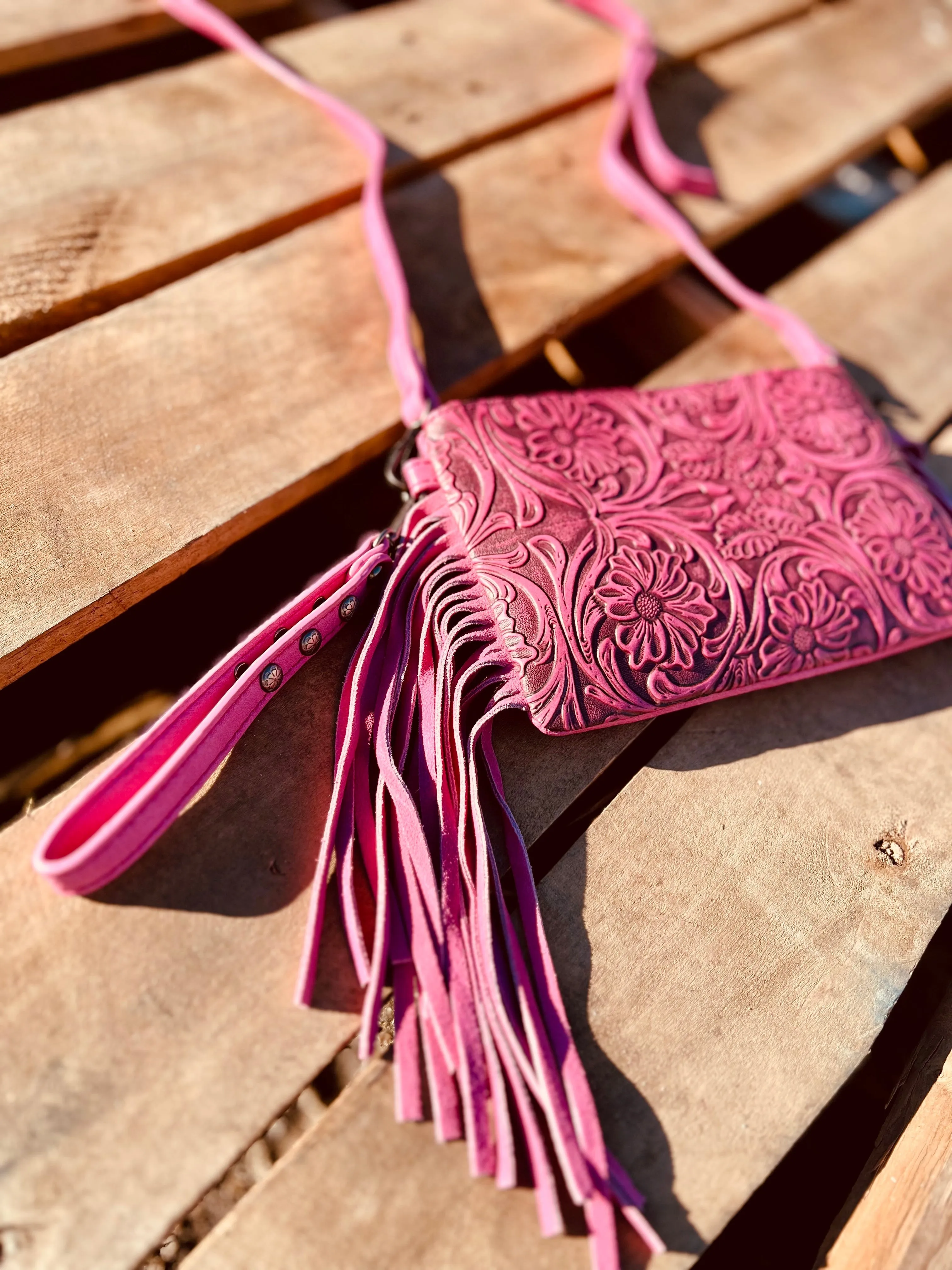 Montana West Pink Tooled Small Crossbody