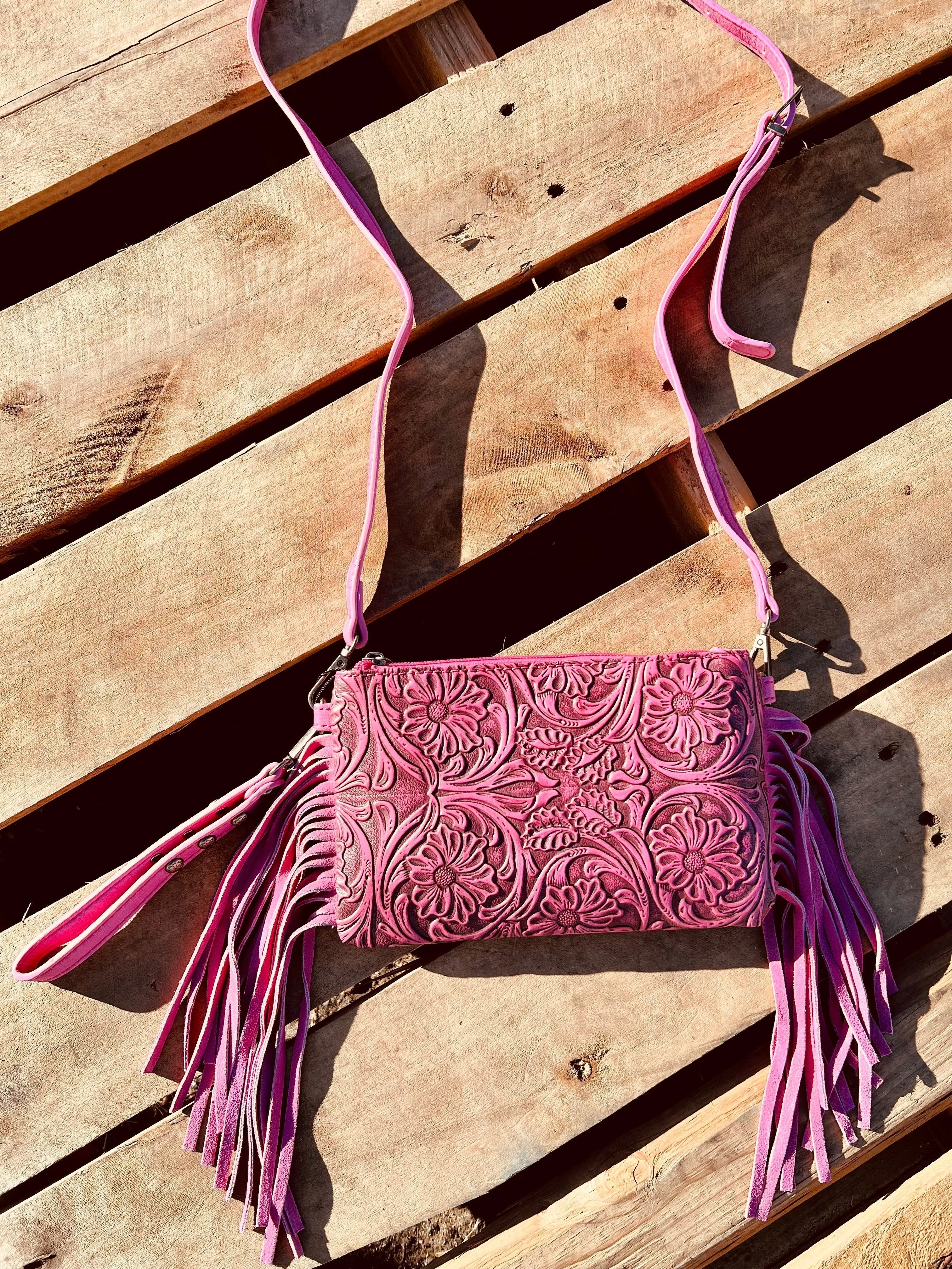 Montana West Pink Tooled Small Crossbody