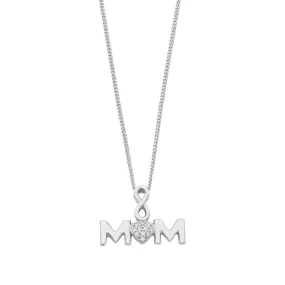 Mum Infinity Necklace with Cubic Zirconia detailing in Sterling Silver
