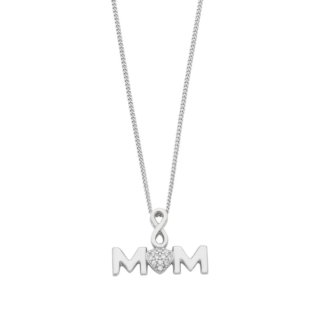 Mum Infinity Necklace with Cubic Zirconia detailing in Sterling Silver