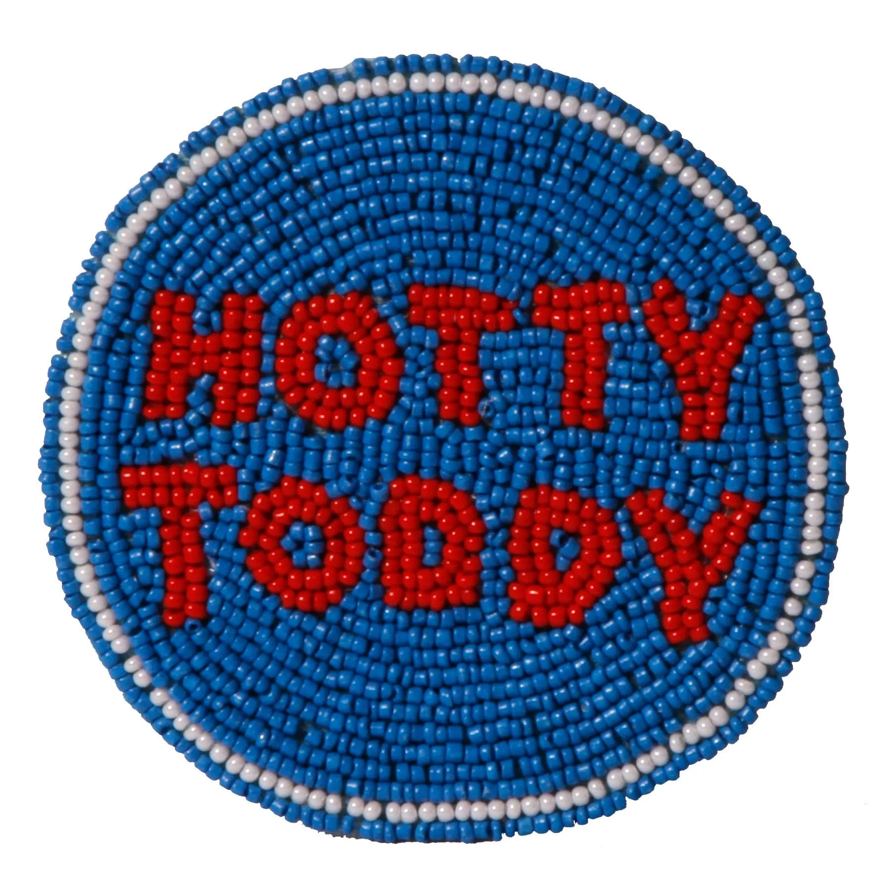 Ole' Miss Rebels Hotty Toddy Beaded Button in Sky and Red by Desden