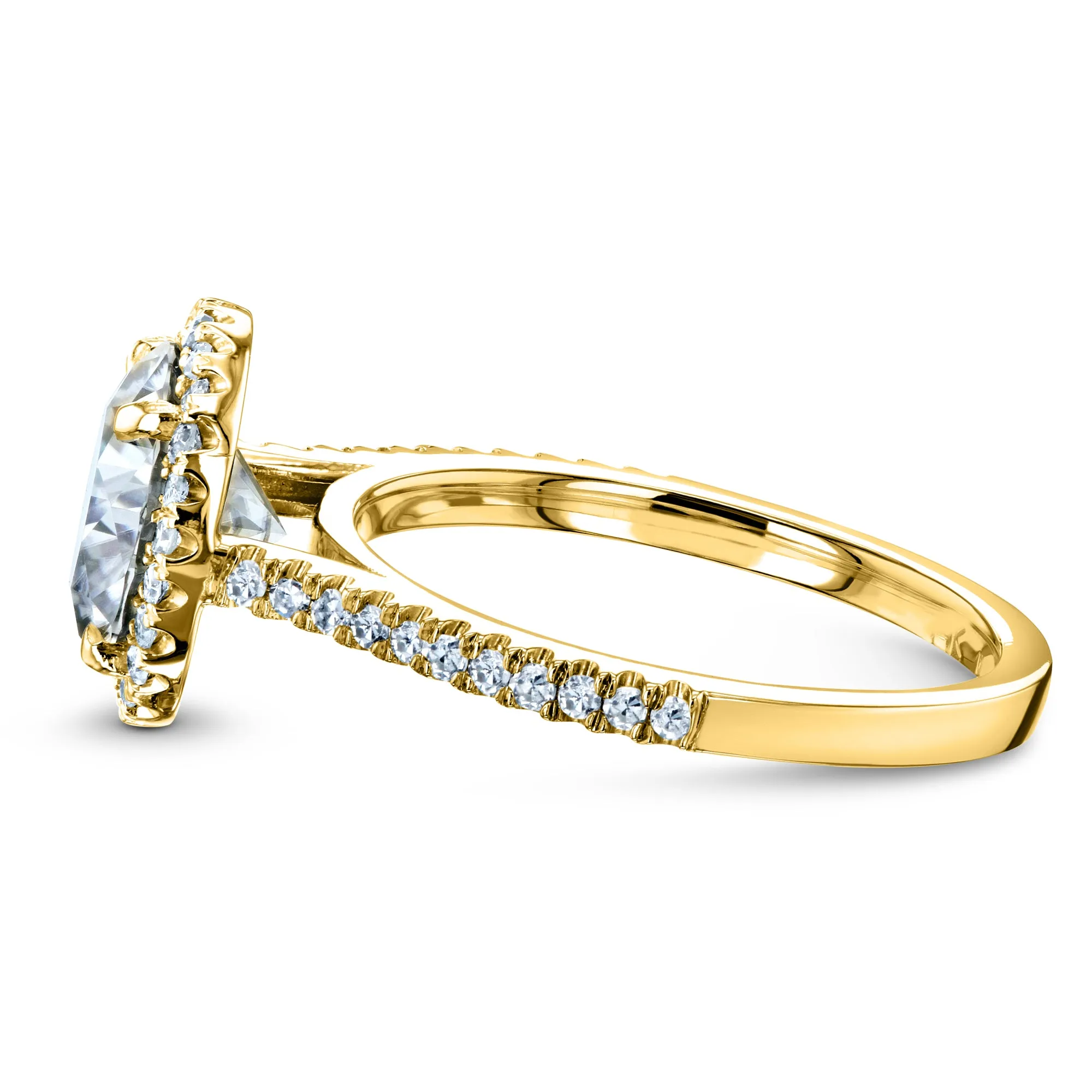 Oval Moissanite and Diamond Halo 3-Piece Bridal Rings Set 2 1/2 CTW 14k Yellow Gold (DEF/VS, GH/I)