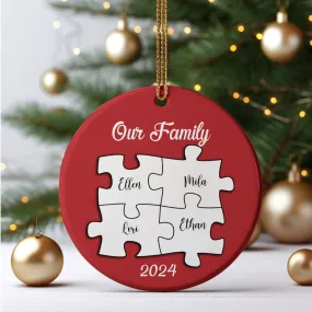 Personalized Ceramic Family Ornament, Puzzle Ornament, Pieces of our Family CX02-33