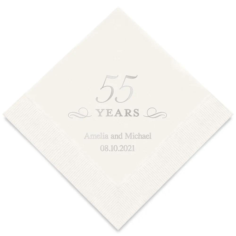 PERSONALIZED FOIL PRINTED PAPER NAPKINS - 55 Years

(50/pkg)