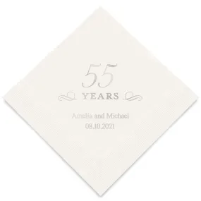 PERSONALIZED FOIL PRINTED PAPER NAPKINS - 55 Years

(50/pkg)
