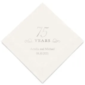 PERSONALIZED FOIL PRINTED PAPER NAPKINS - 75 Years

(50/pkg)