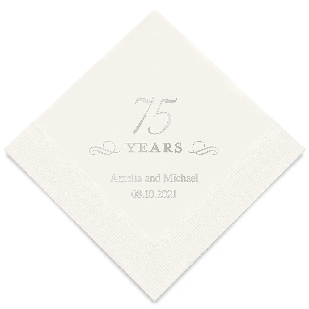 PERSONALIZED FOIL PRINTED PAPER NAPKINS - 75 Years

(50/pkg)