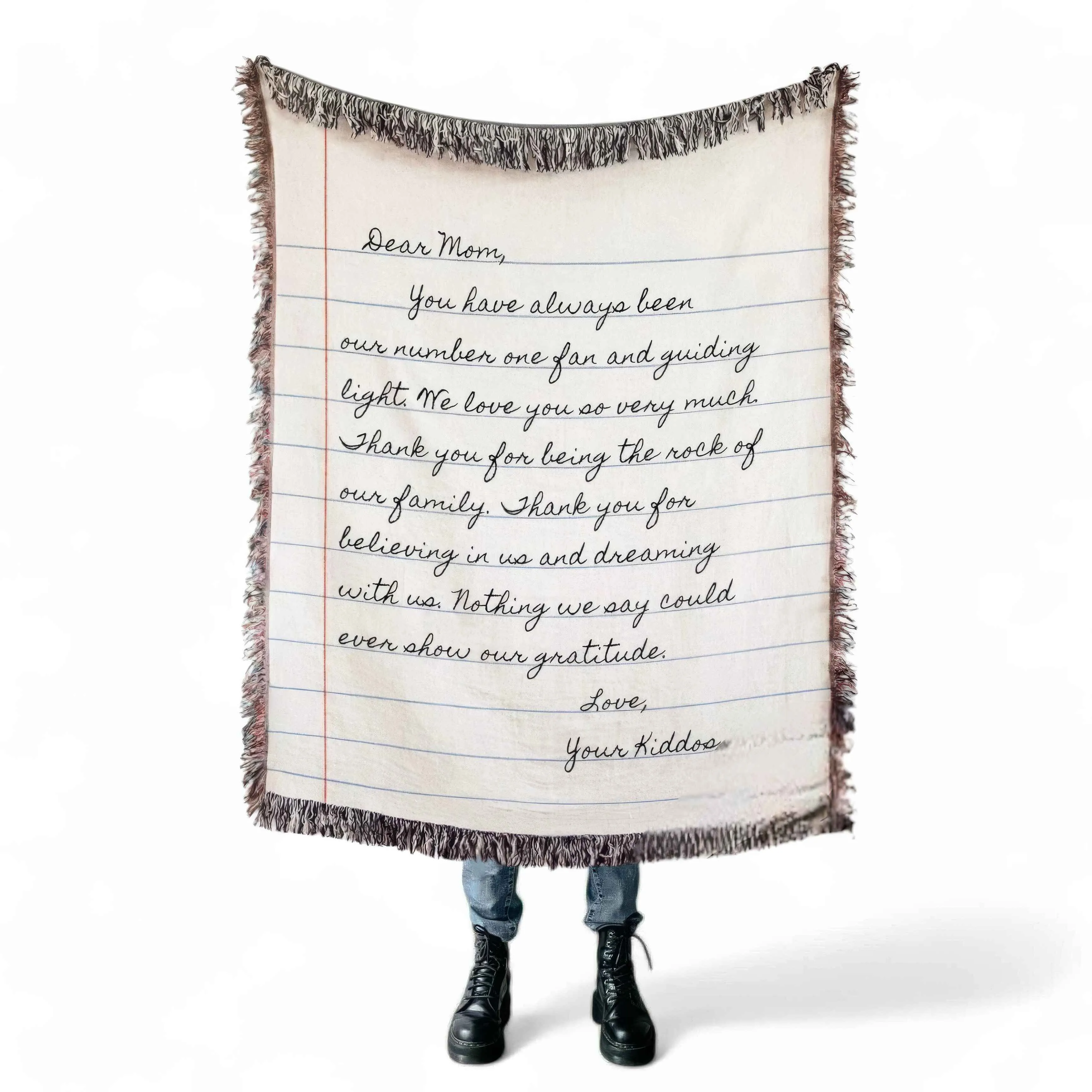 Personalized Handwritten Message Letter Blanket  - Woven Throw Blanket Keepsake