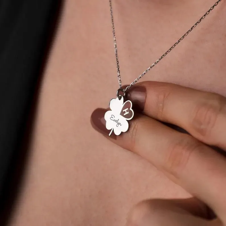 Personalized Name Custom Clover Necklace