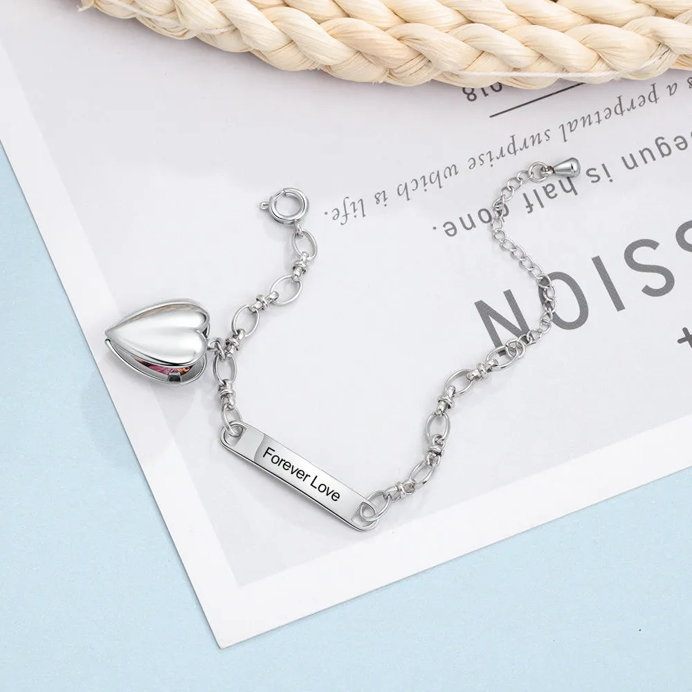 Personalized Women's Heart Locket Photo Bracelet Engraved - Mom Bracelet or Couples Bracelet