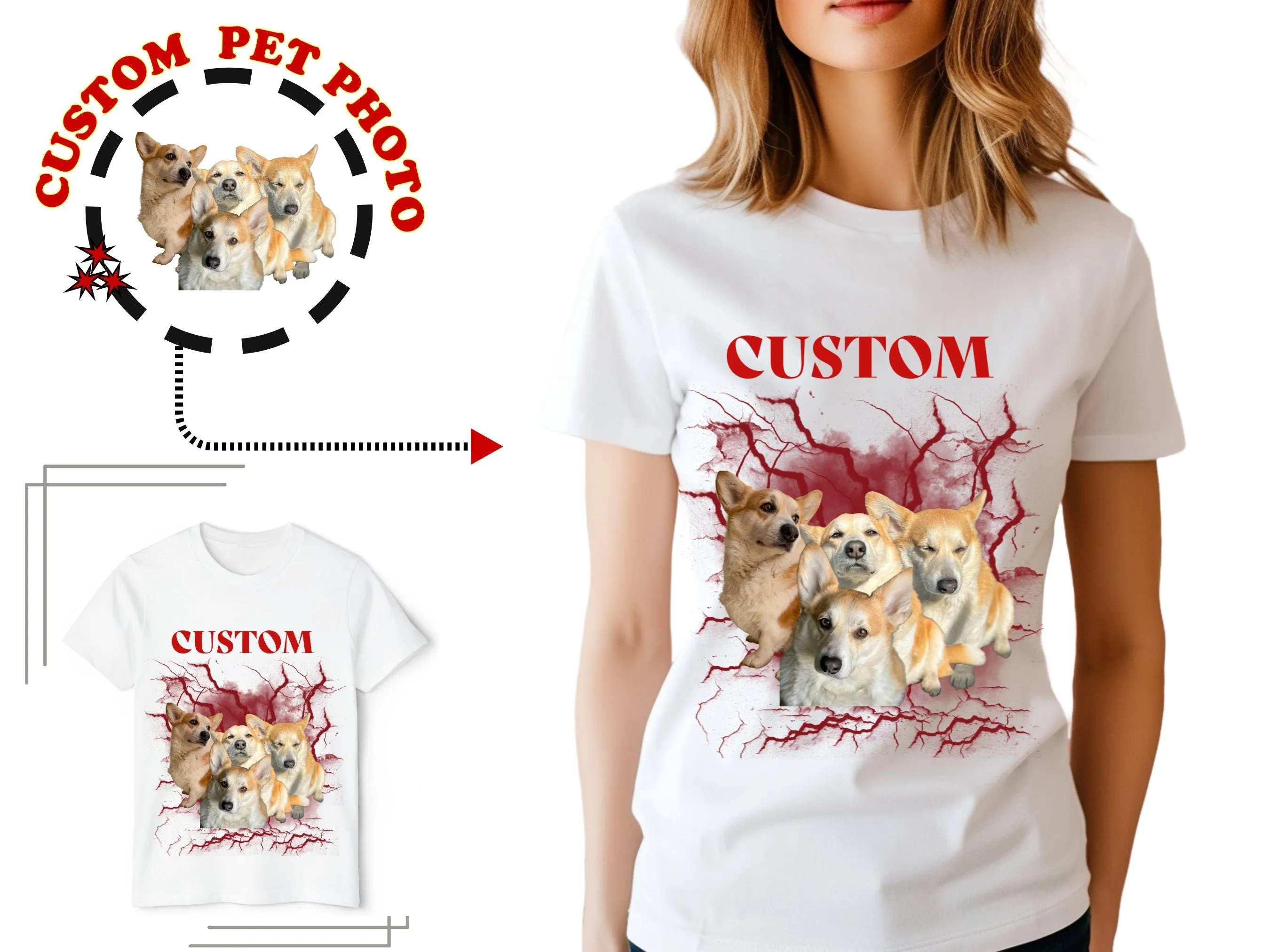 Pet Portrait Custom Dog Shirt Gift for Dog Mom
