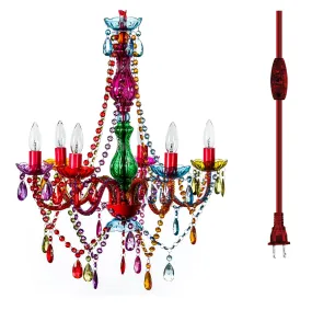Plug-in Chandelier | 6-Light | Multi-Colored