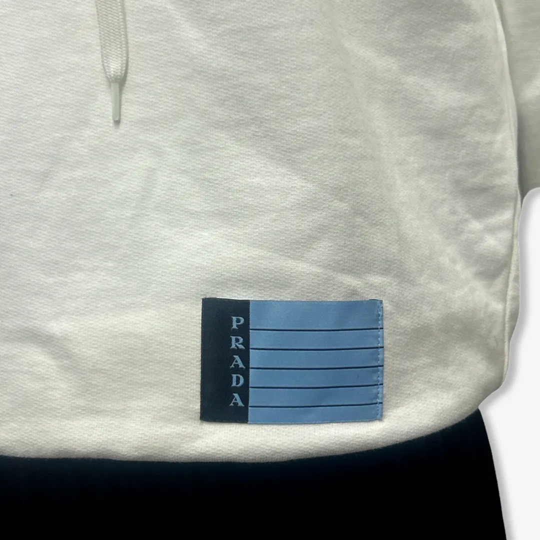 Prada Women's White Cotton Logo Hoodie