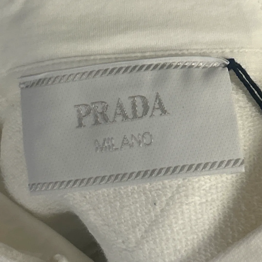 Prada Women's White Cotton Logo Hoodie