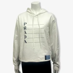 Prada Women's White Cotton Logo Hoodie