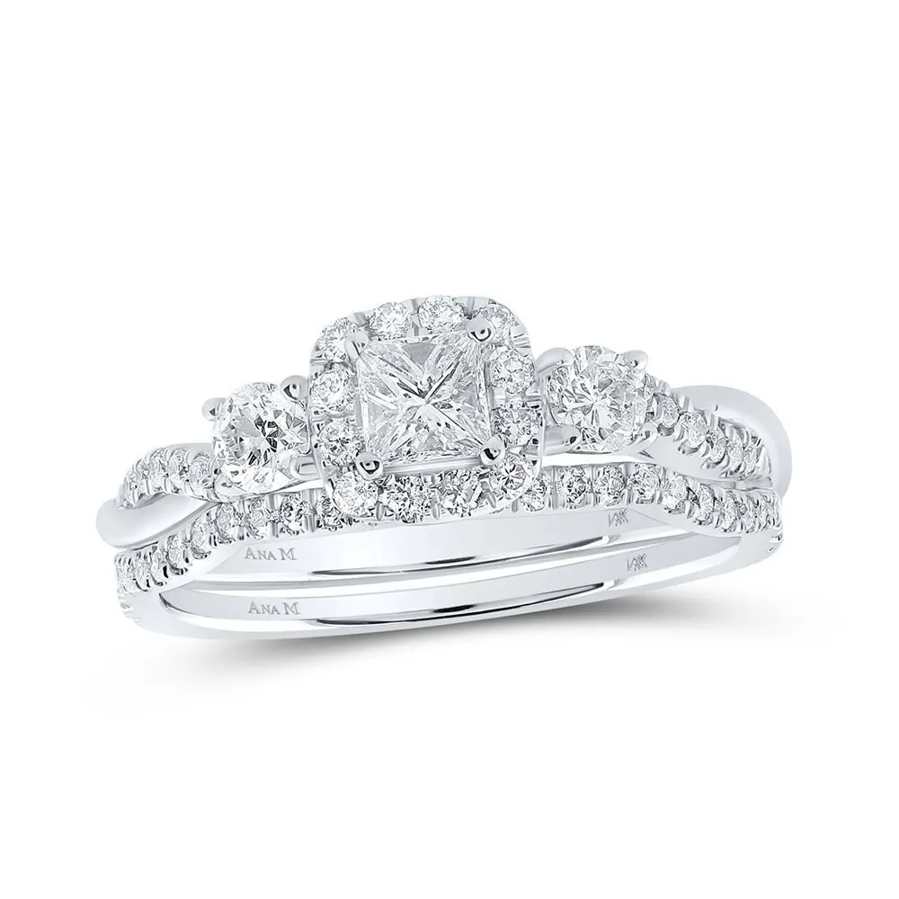 Princess Diamond Halo Majesty Bridal Wedding Ring Band Set