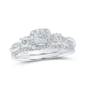 Princess Diamond Halo Majesty Bridal Wedding Ring Band Set