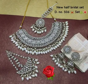 Quality- Elegant Kundan Pearl, Half Bridal Necklace Set
