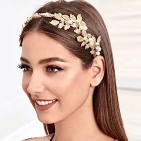 "Kariani" - Gold Pearl Bridal Headband