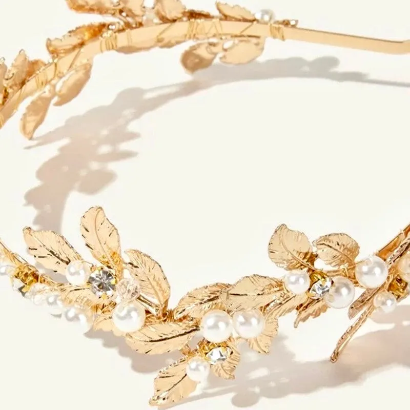 "Kariani" - Gold Pearl Bridal Headband