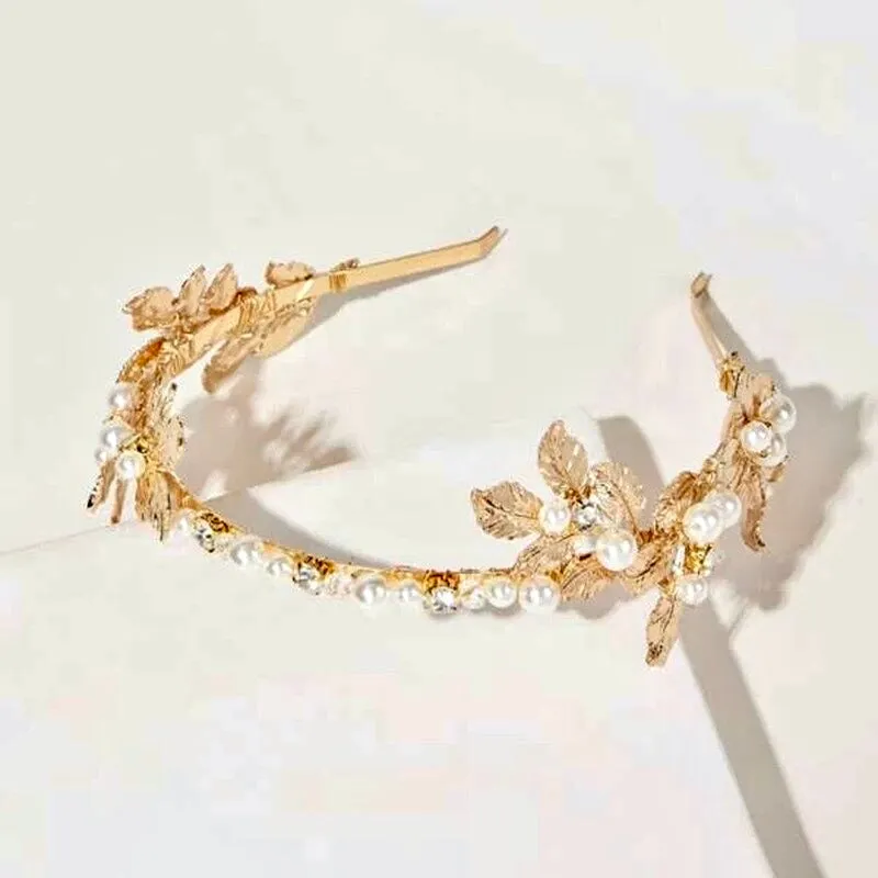 "Kariani" - Gold Pearl Bridal Headband