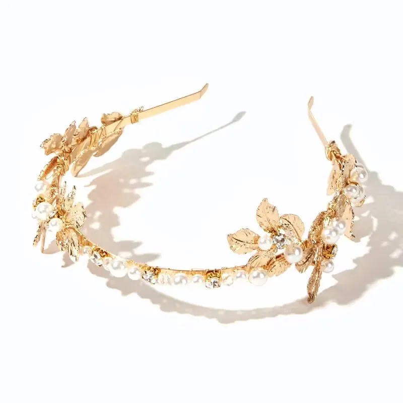 "Kariani" - Gold Pearl Bridal Headband