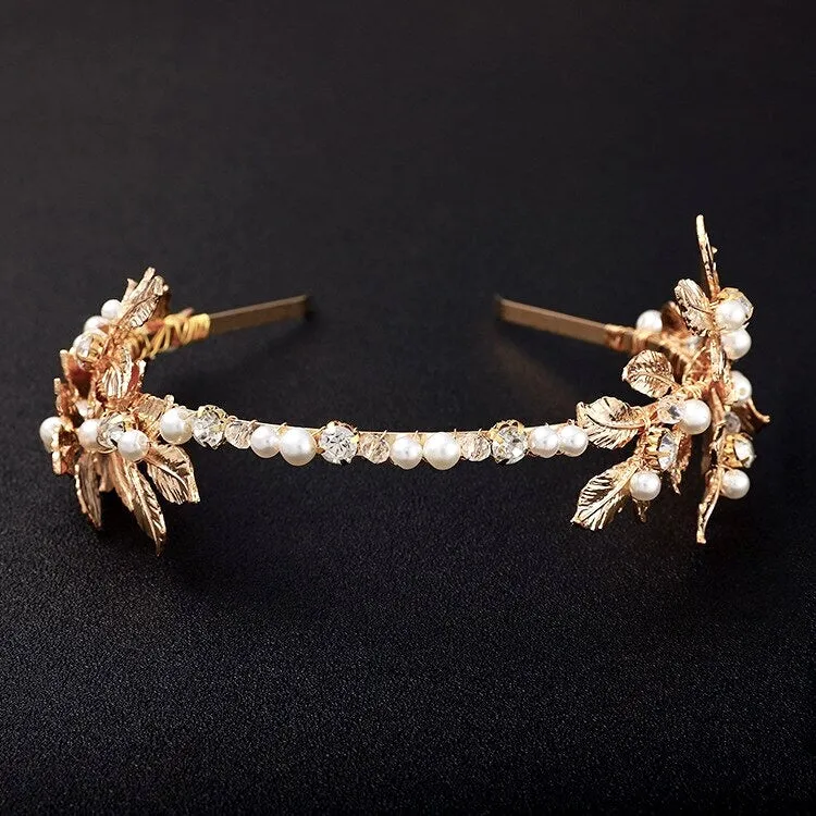 "Kariani" - Gold Pearl Bridal Headband