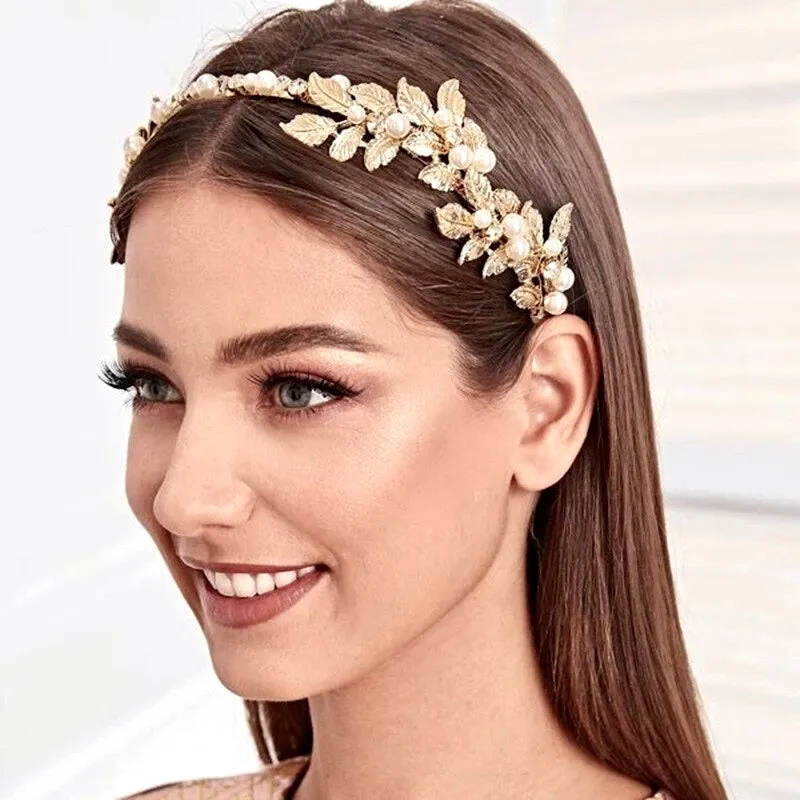 "Kariani" - Gold Pearl Bridal Headband