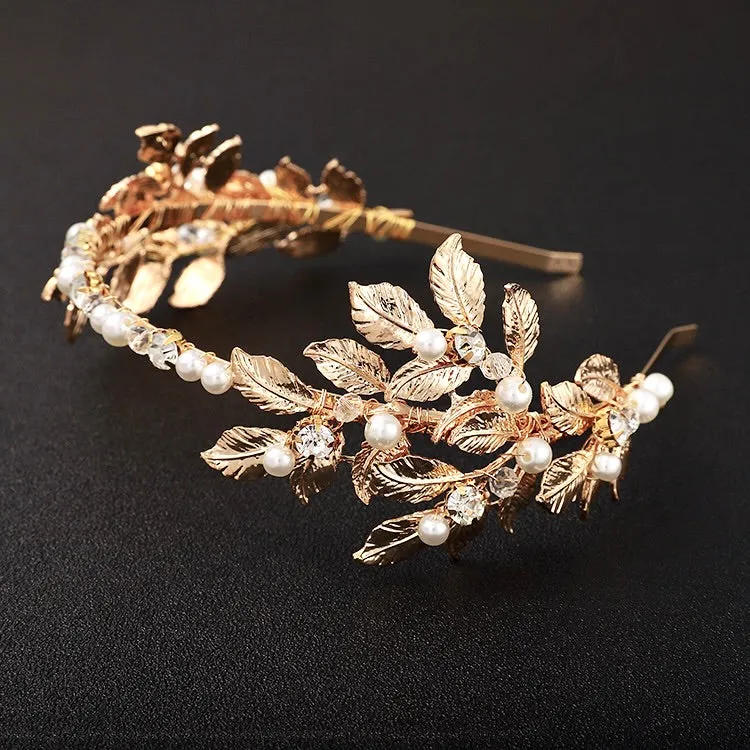 "Kariani" - Gold Pearl Bridal Headband