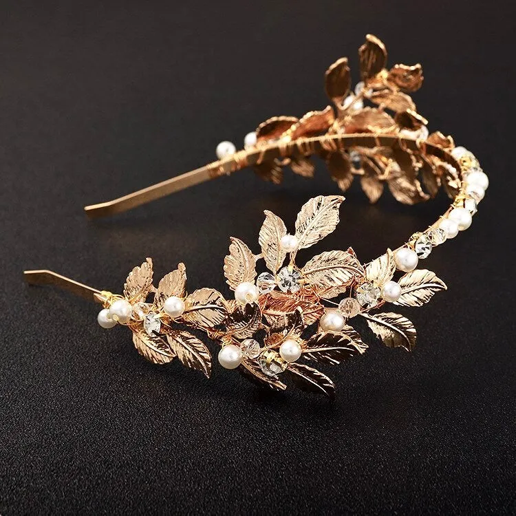 "Kariani" - Gold Pearl Bridal Headband