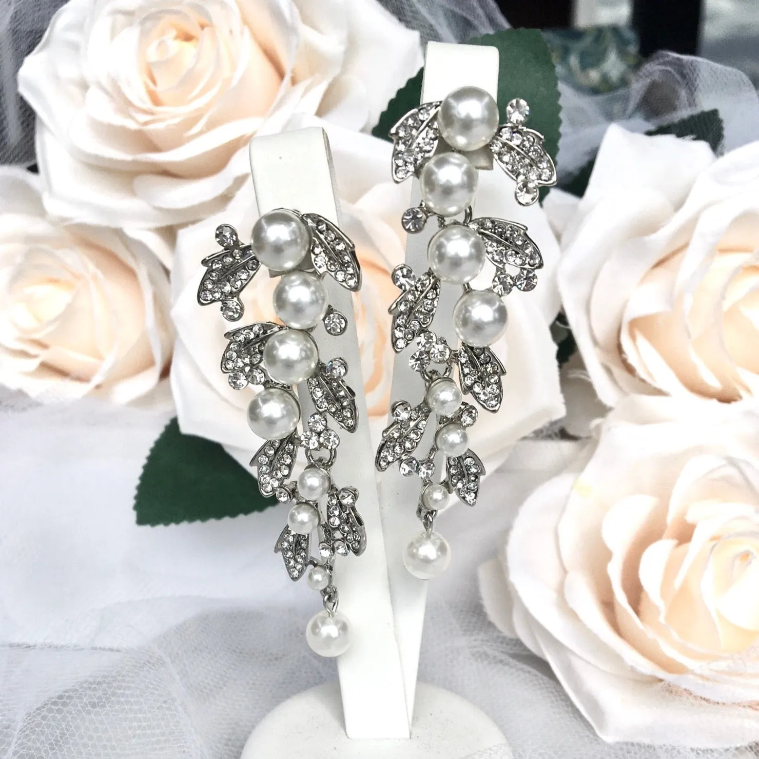 "Sidra" - Pearl Bridal Bracelet and Earrings Set