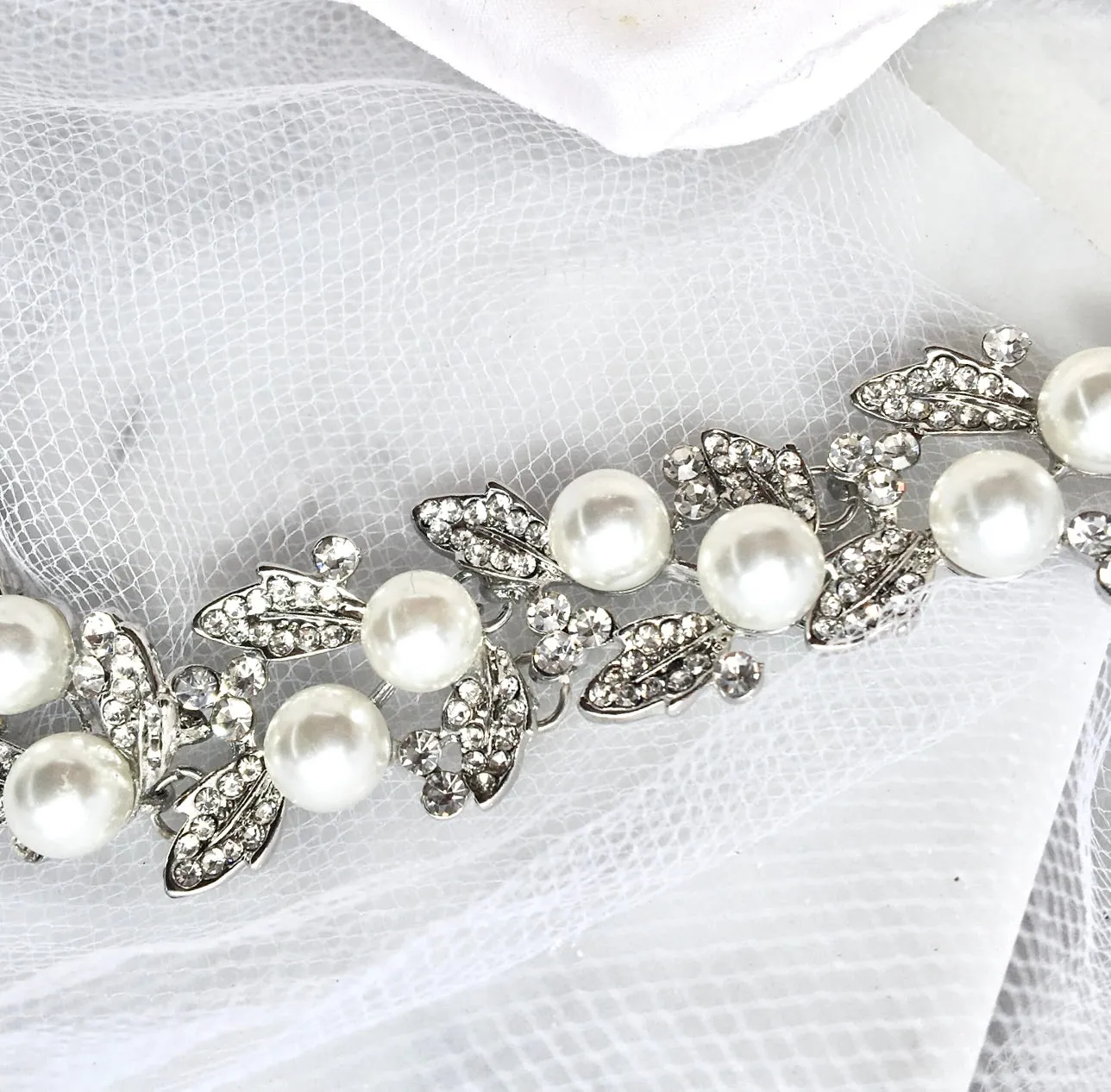 "Sidra" - Pearl Bridal Bracelet and Earrings Set