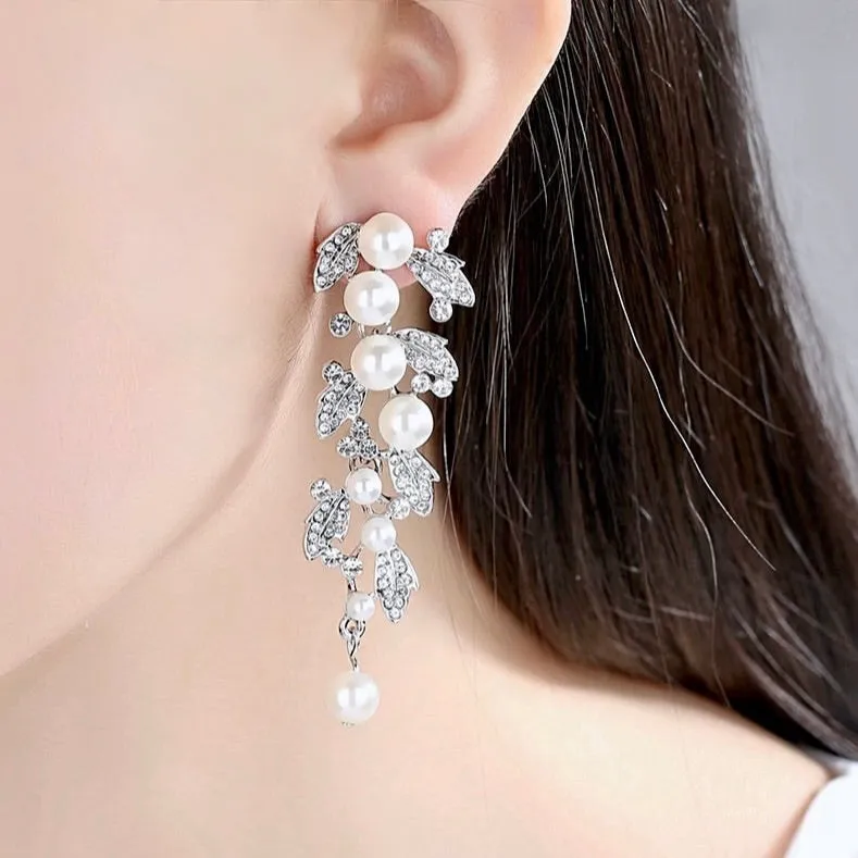 "Sidra" - Pearl Bridal Bracelet and Earrings Set