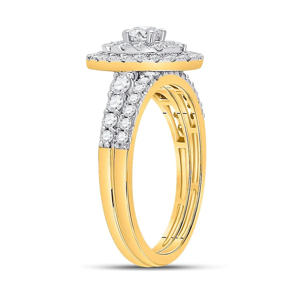 Radiant Love 10kt Yellow Gold Diamond Bridal Wedding Ring Set