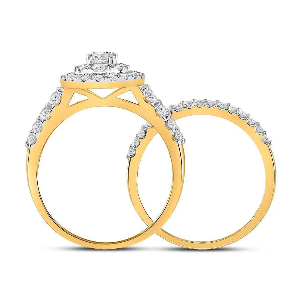 Radiant Love 10kt Yellow Gold Diamond Bridal Wedding Ring Set
