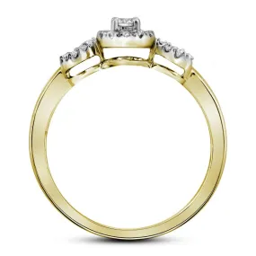 Radiant Love 10kt Yellow Gold Diamond Halo Bridal Wedding Ring Band Set