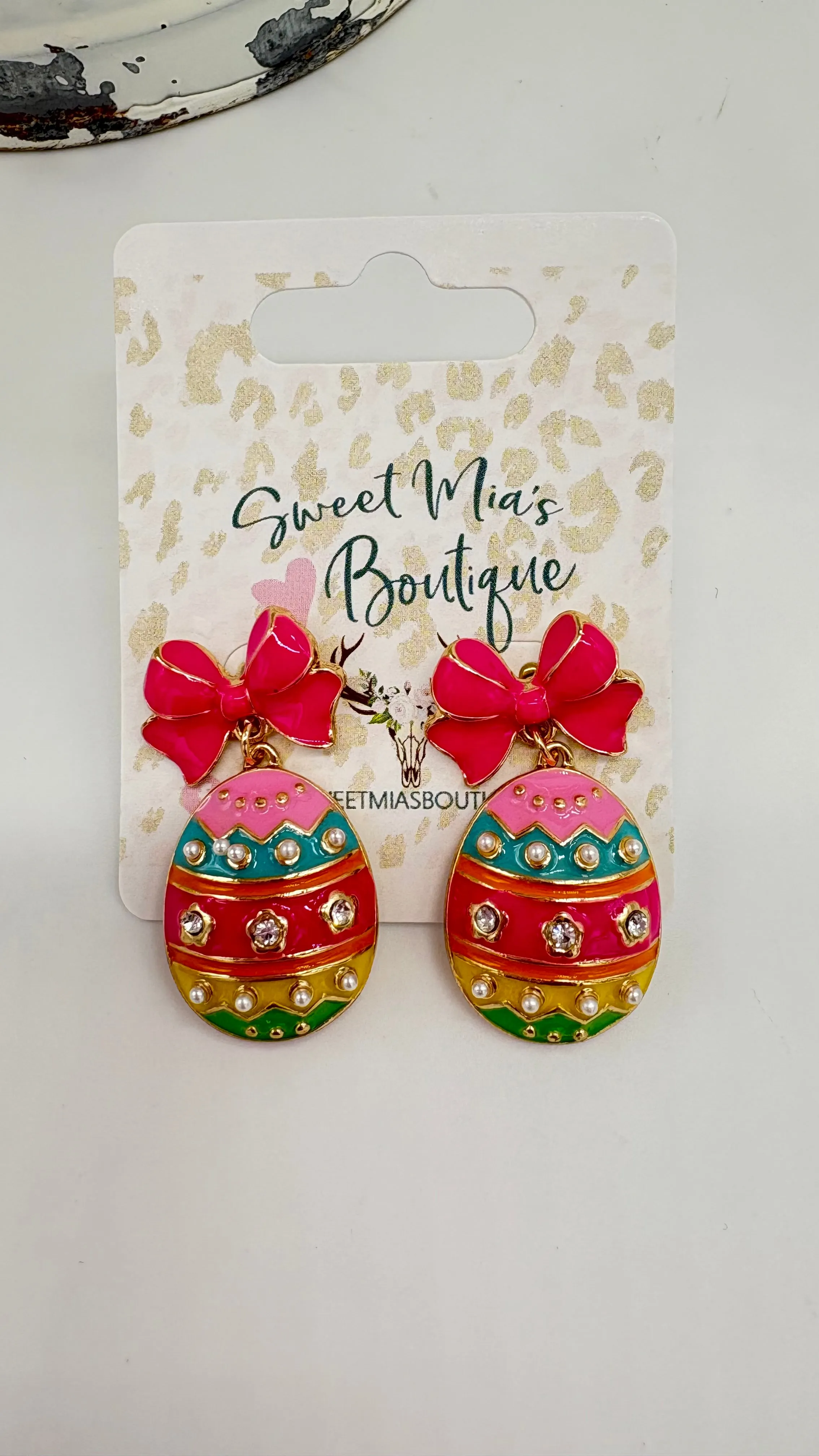 Rainbow Bow Easter Egg Earrings