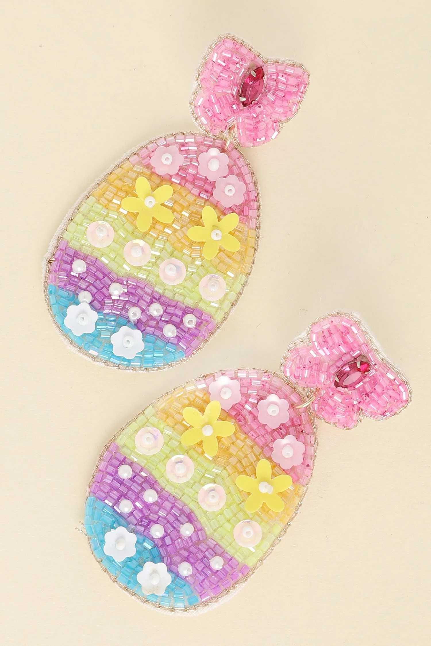 Rainbow Bow Easter Egg Earrings