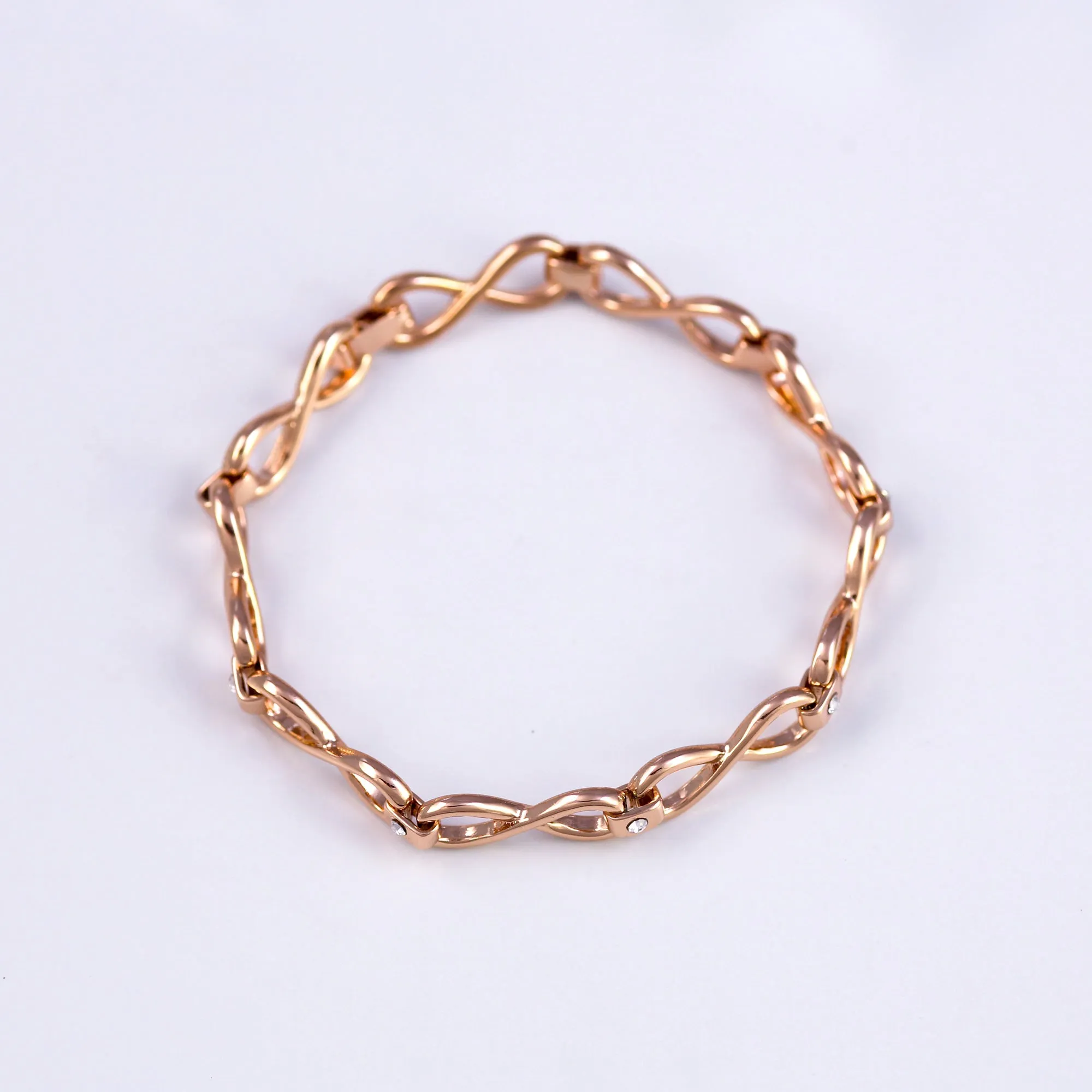 Rose Gold Crystal Infinity Link Bracelet