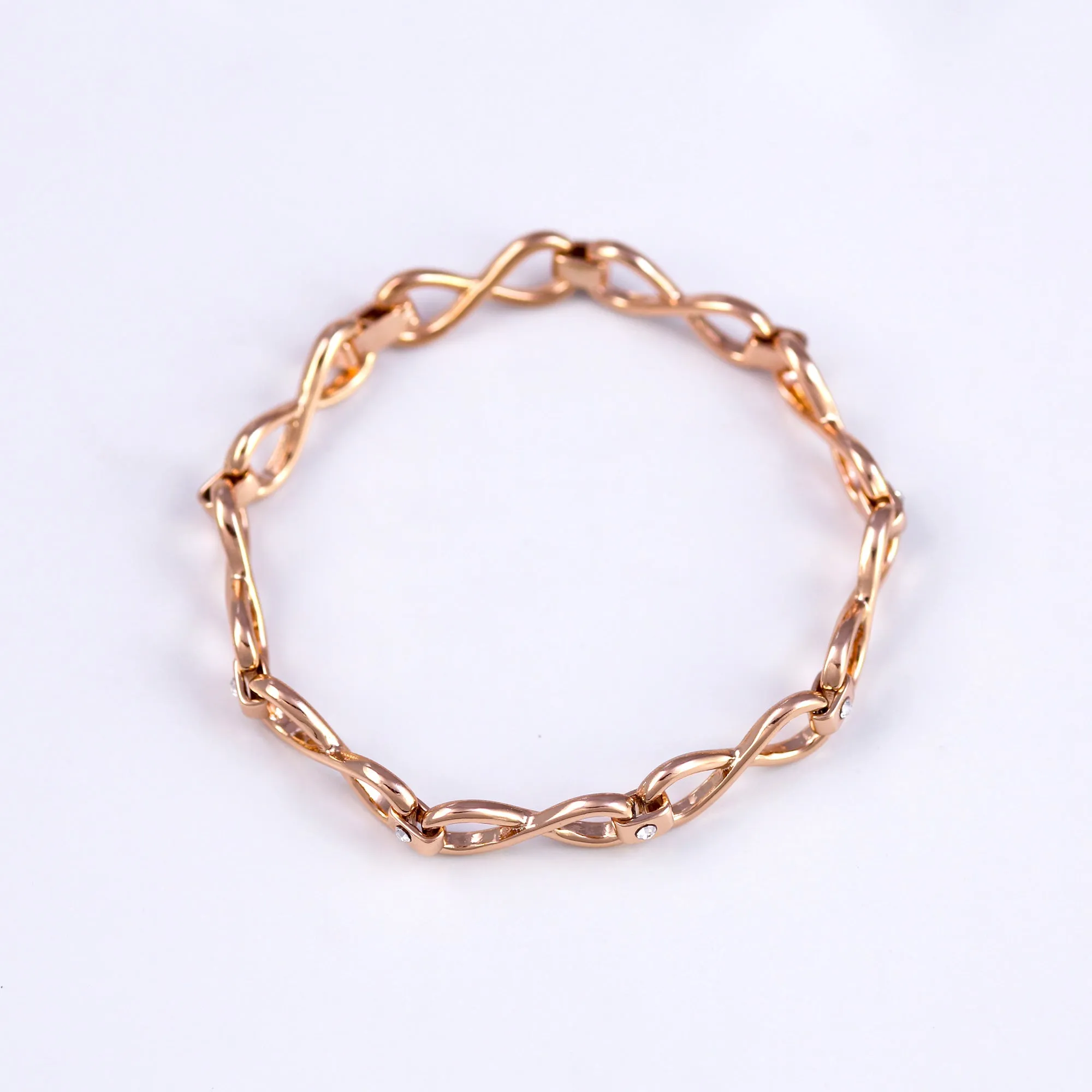 Rose Gold Crystal Infinity Link Bracelet