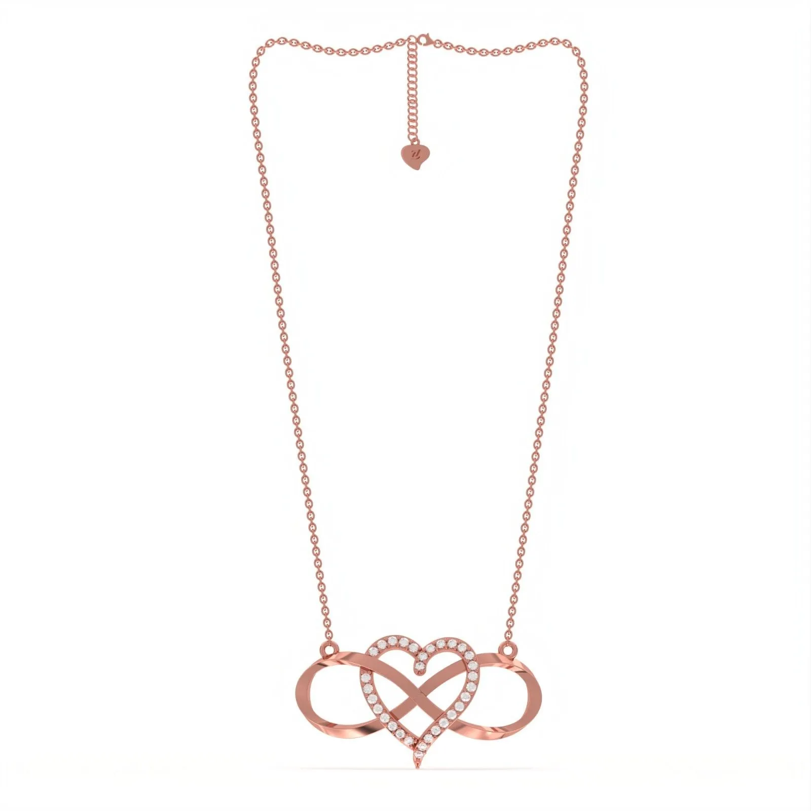 Rose Gold Heart Infinity Necklace